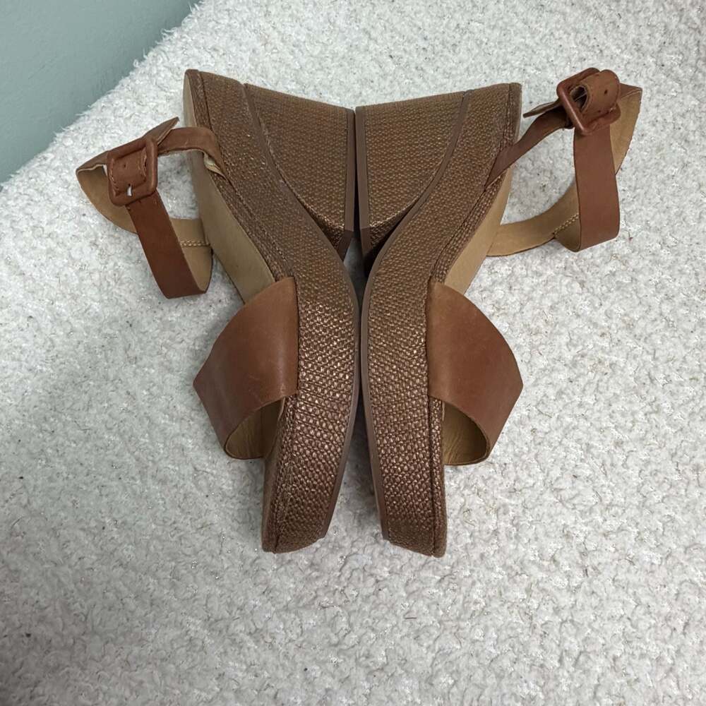 Crown Vintage Elese Leather Ankle Strap Wedge Sandals Size 9.5 M Summer Beach - Picture 6 of 9